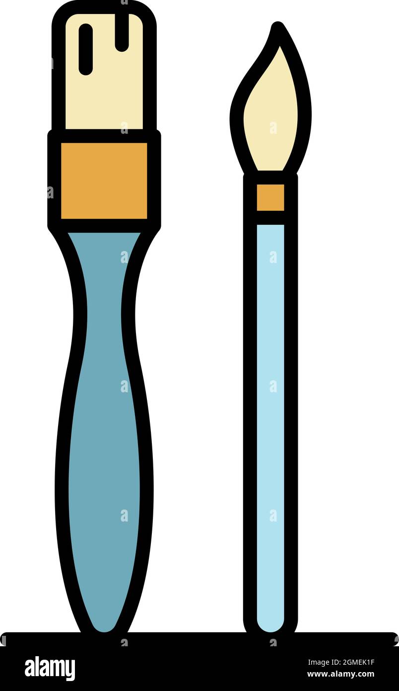 Icona pennello vasai. Contorno vasai pennello vettore icona colore piatto isolato Illustrazione Vettoriale