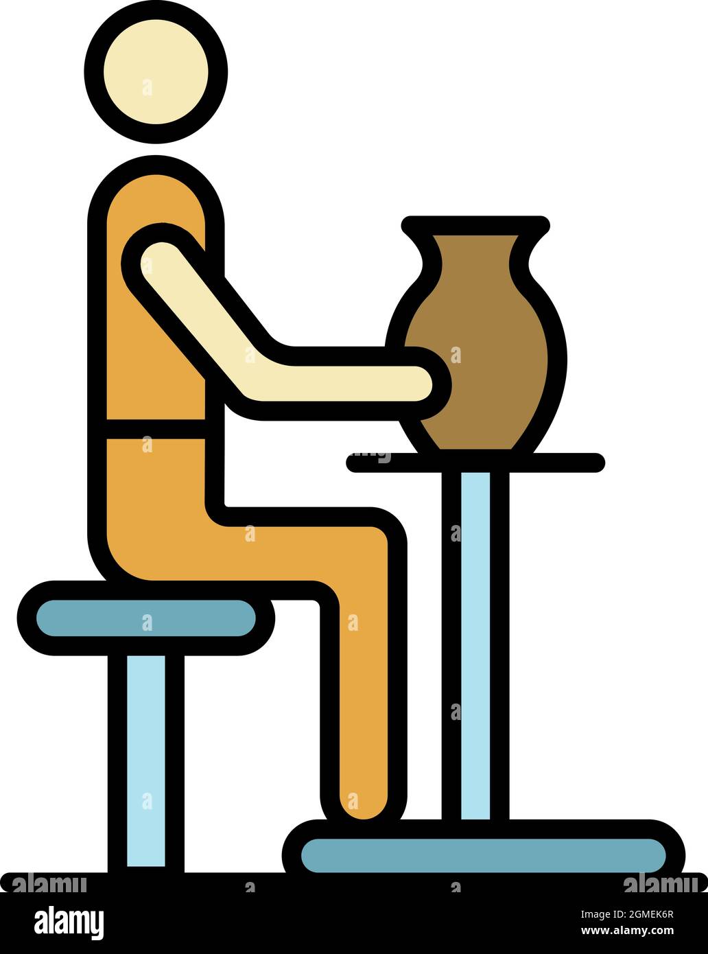 Potter icona di lavoro. Contorno del vettore di lavoro vasaio icona colore piatto isolato Illustrazione Vettoriale