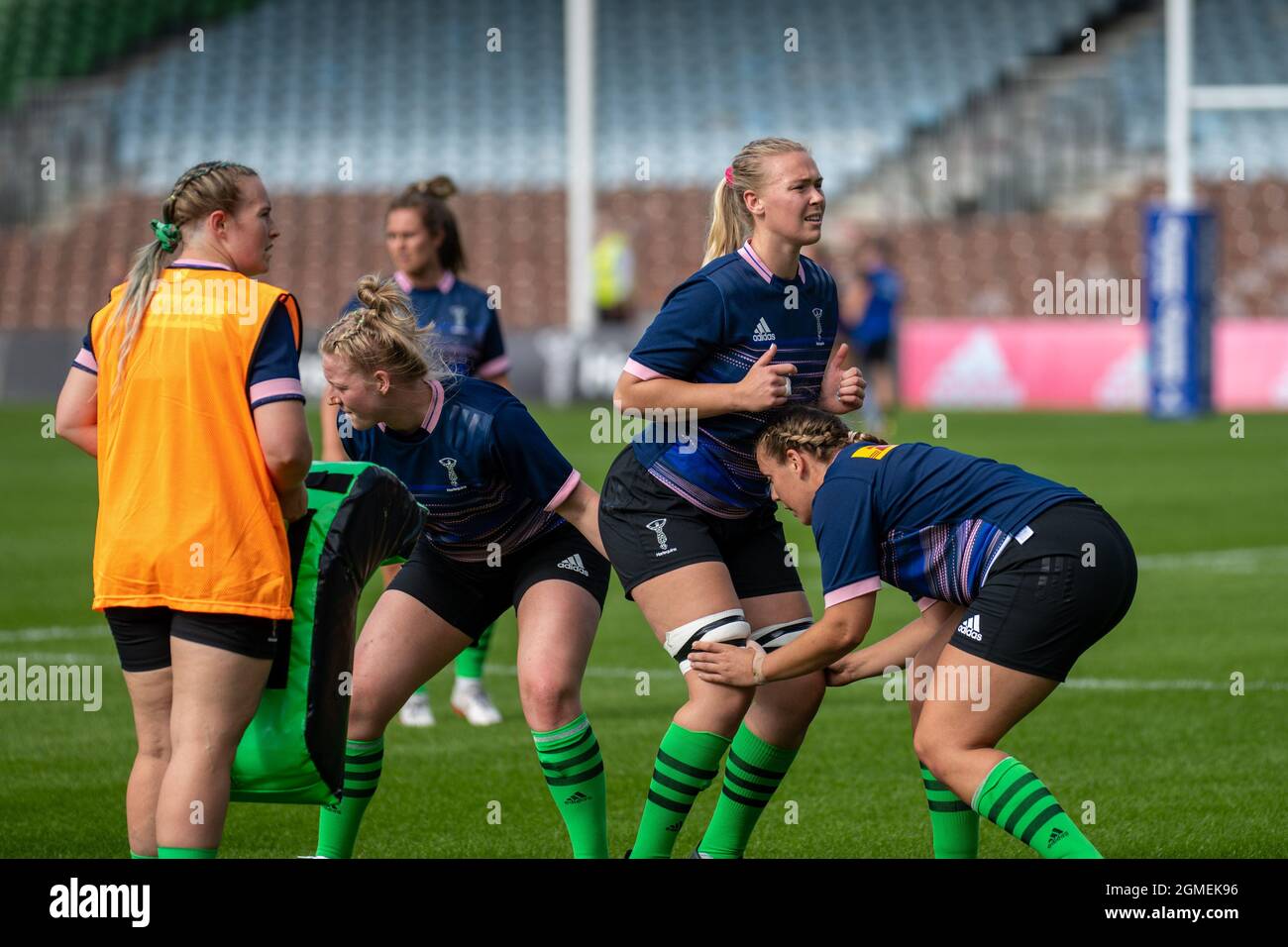 Londra, Regno Unito. 18 settembre 2021. Rosie Galligan (4 Harlequins Women) ha preceduto la partita Allianz Premier 15s tra Harlequins Women e Exeter Chiefs Women a Twickenham Stoop, a Londra, Inghilterra. Credit: SPP Sport Press Photo. /Alamy Live News Foto Stock