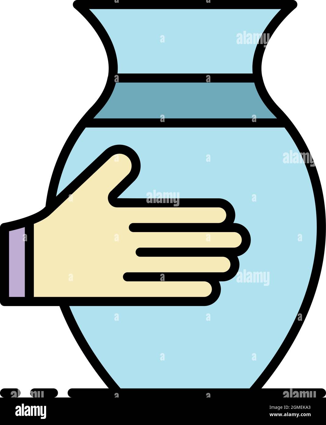 Icona caraffa vasai. Contorno vasai caraffa vettore icona colore piatto isolato Illustrazione Vettoriale