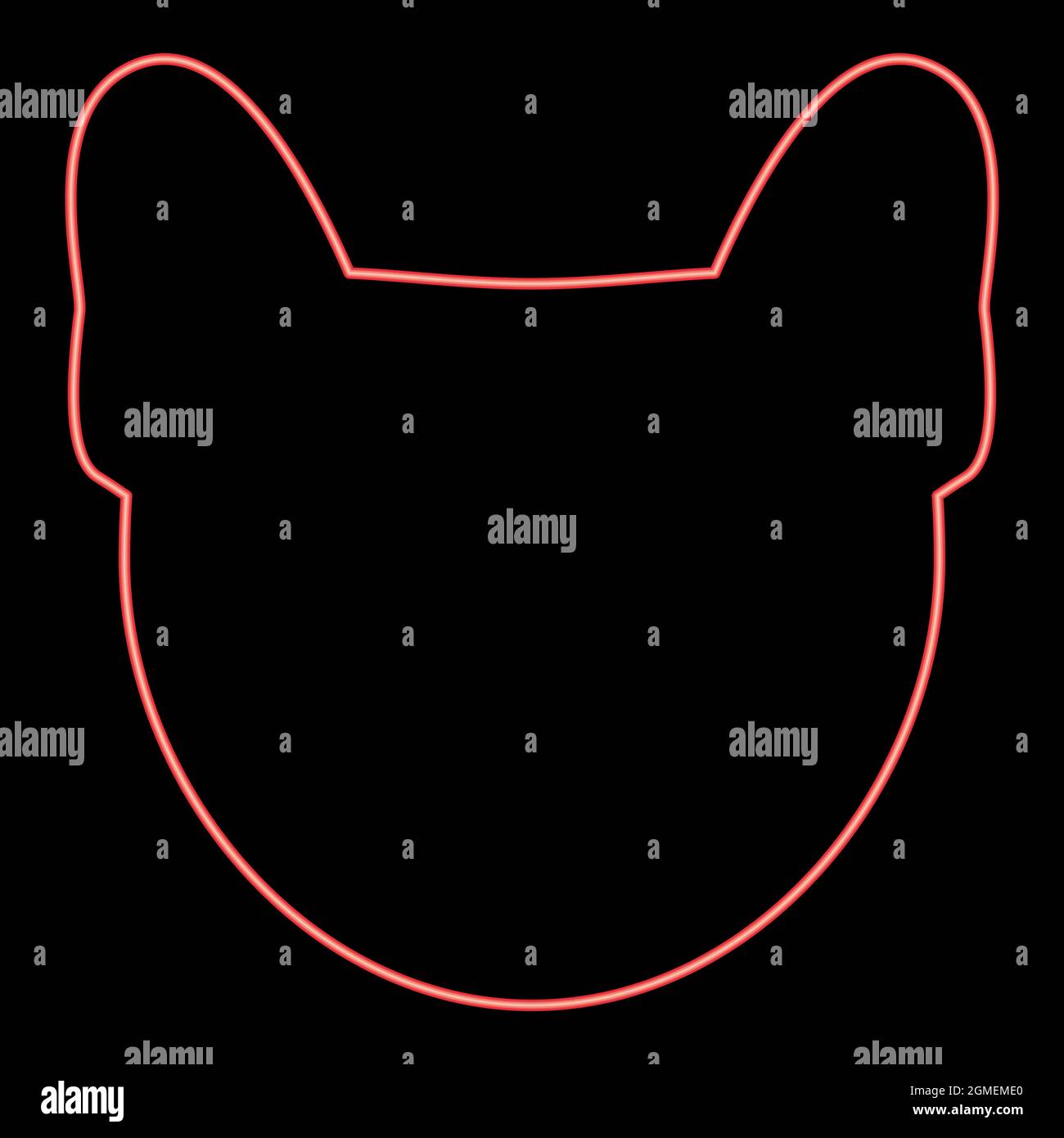Testa di cane neon rossa immagine vettoriale stile piatto luce immagine Illustrazione Vettoriale