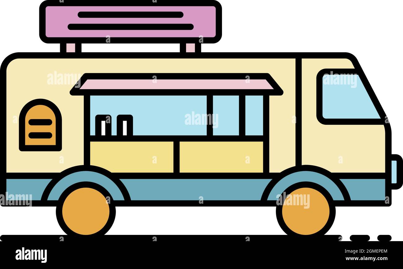 Icona del veicolo Chocolate. Contorno cioccolato veicolo vettore icona colore piatto isolato Illustrazione Vettoriale