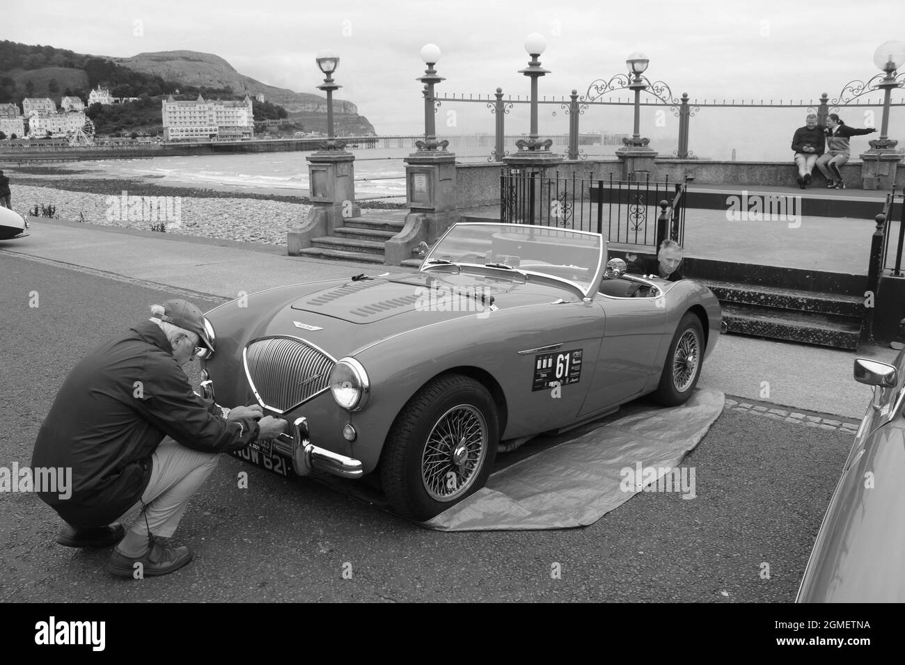 I tre castelli Classic car rally Llandudno Galles Foto Stock