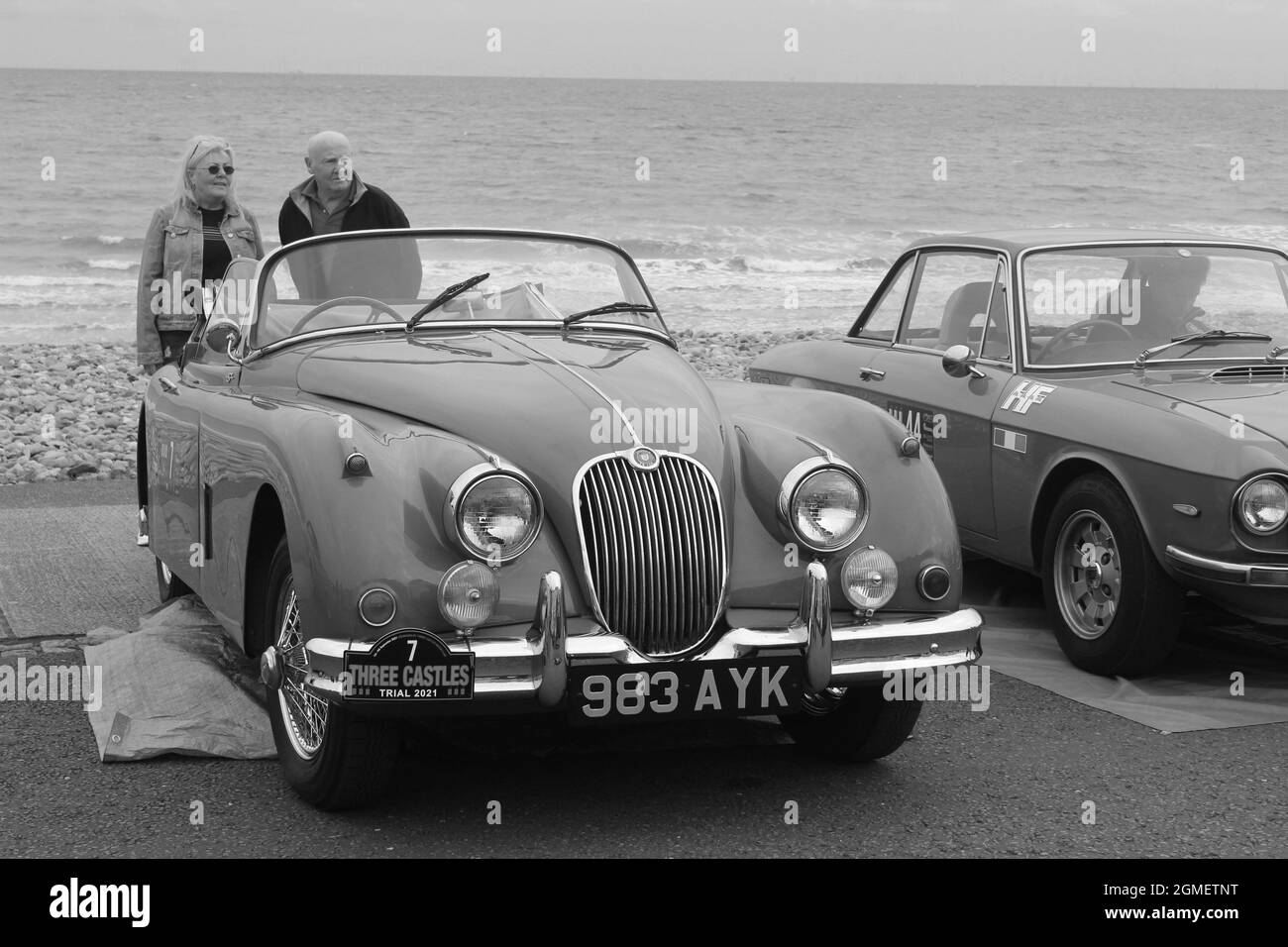 I tre castelli Classic car rally Llandudno Galles Foto Stock