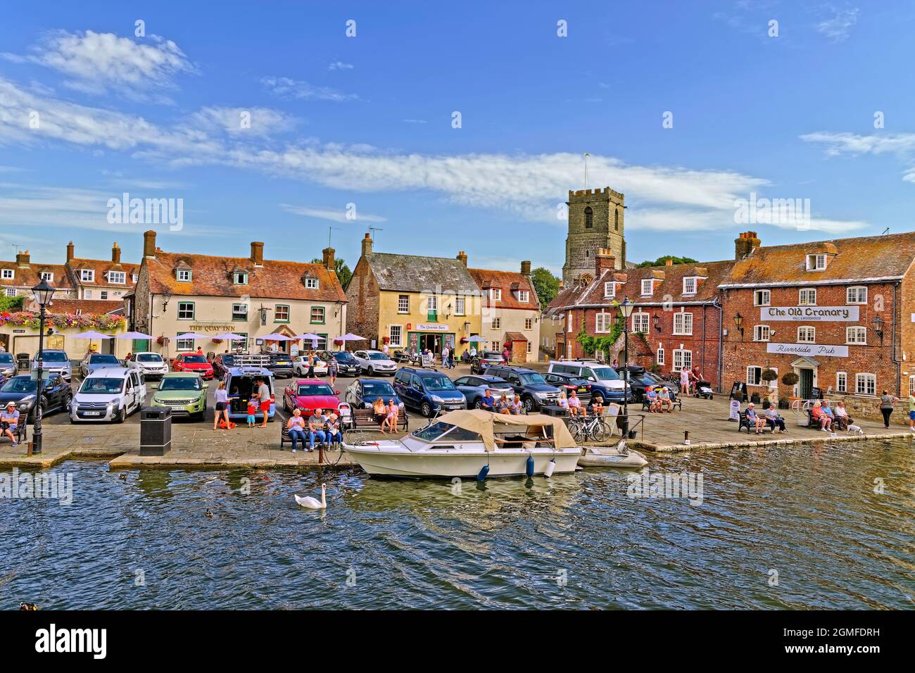 Fiume Frome a Wareham, Isola di Purbeck, Dorset, Inghilterra. Foto Stock