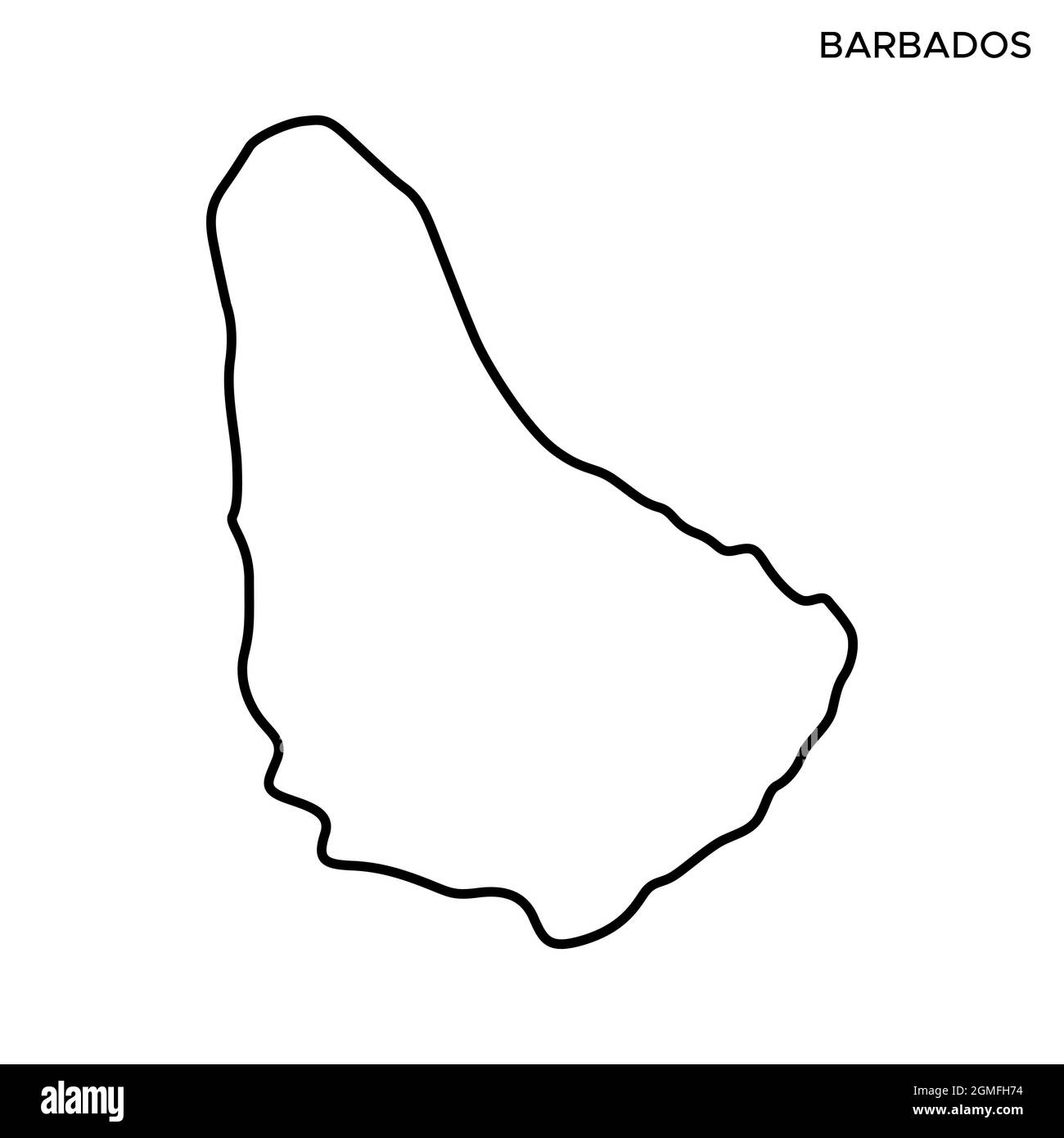 Mappa della linea di Barbados vettore disegno modello di disegno illustrazione. Tratto modificabile. Vettore eps 10. Illustrazione Vettoriale