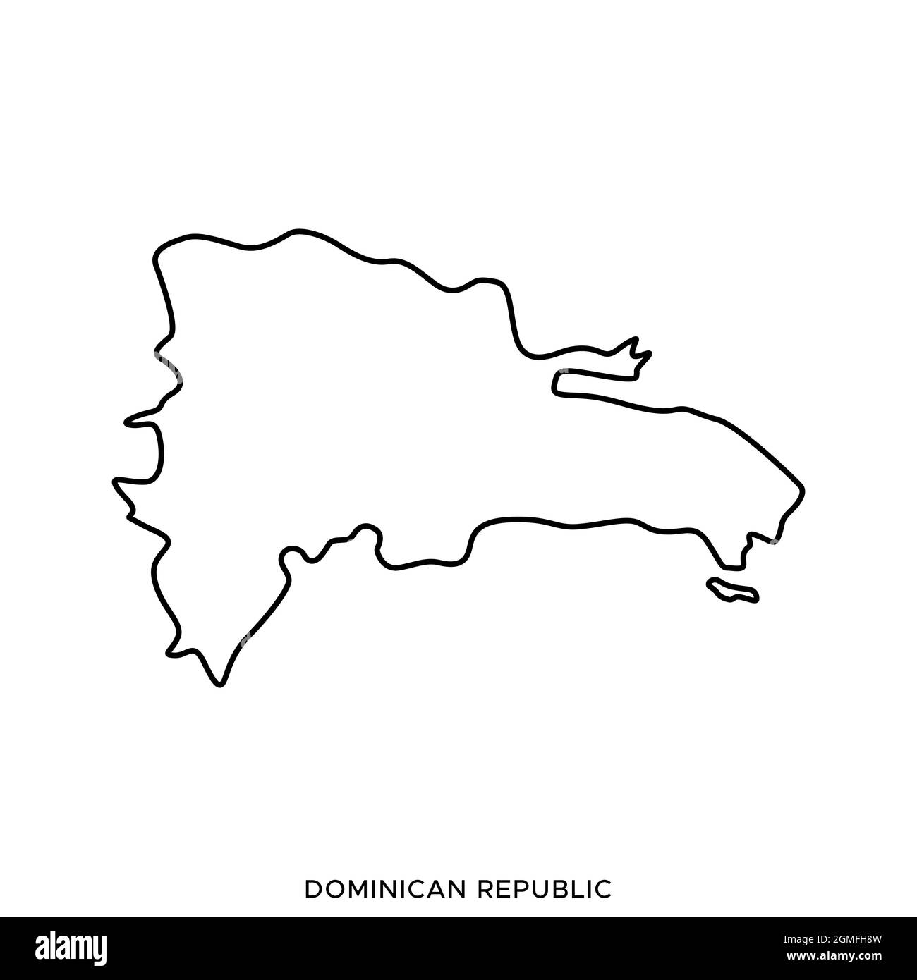 Mappa della linea del modello di disegno di illustrazione di stock vettoriale della Repubblica Dominicana. Tratto modificabile. Vettore eps 10. Illustrazione Vettoriale