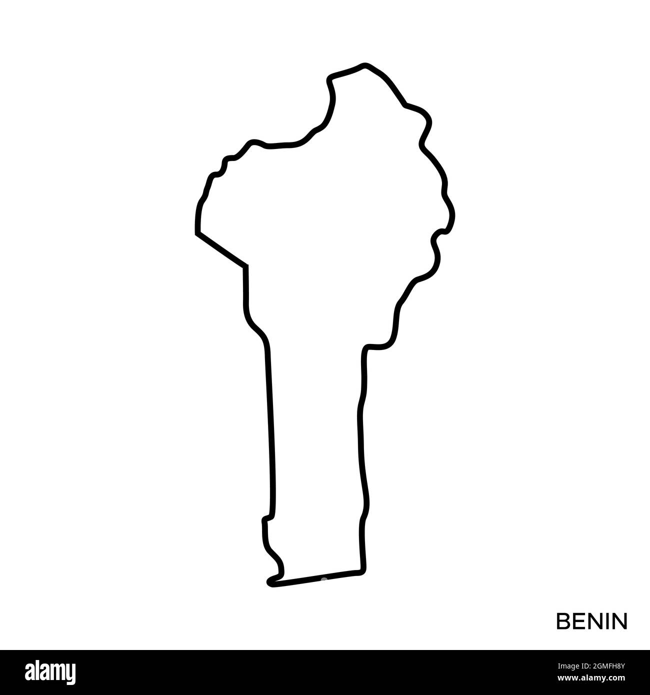Mappa della linea del modello di disegno di disegno di disegno di disegno del vettore Benin. Tratto modificabile. Vettore eps 10. Illustrazione Vettoriale