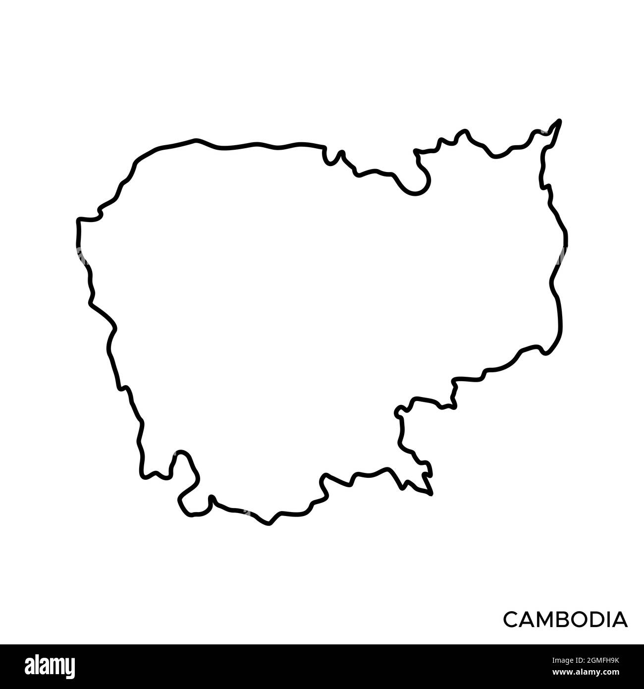 Mappa della linea del modello di disegno di illustrazione di stock vettoriale della Cambogia. Tratto modificabile. Vettore eps 10. Illustrazione Vettoriale