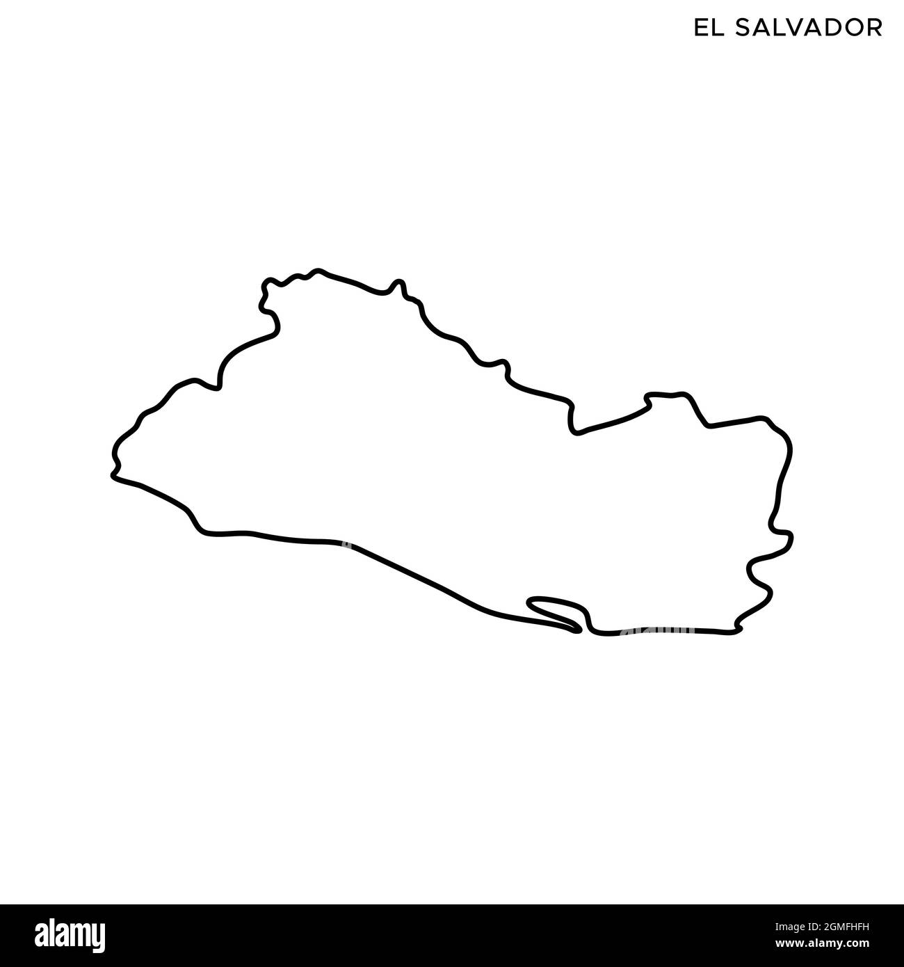 Mappa della linea del modello di disegno di illustrazione di giacenza del vettore di El Salvador. Tratto modificabile. Vettore eps 10. Illustrazione Vettoriale