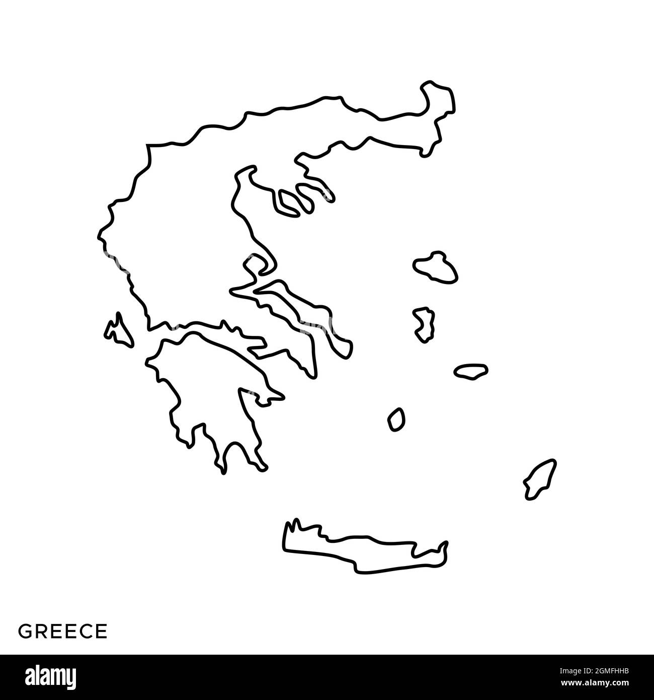 Mappa della linea del modello di disegno di illustrazione di stock vettoriale della Grecia. Tratto modificabile. Vettore eps 10. Illustrazione Vettoriale