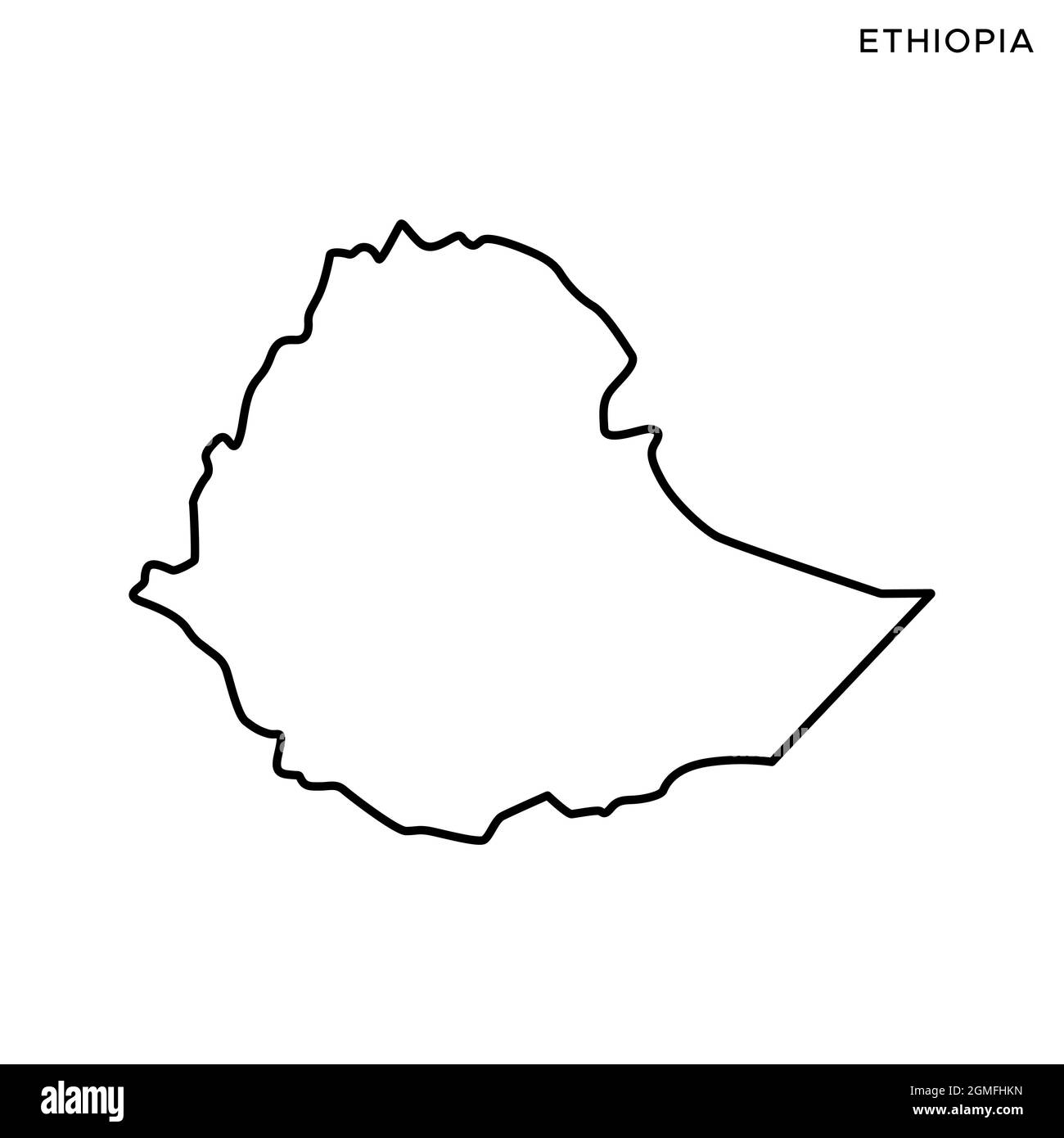 Mappa della linea del modello di disegno di illustrazione dello stock vettoriale dell'Etiopia. Tratto modificabile. Vettore eps 10. Illustrazione Vettoriale