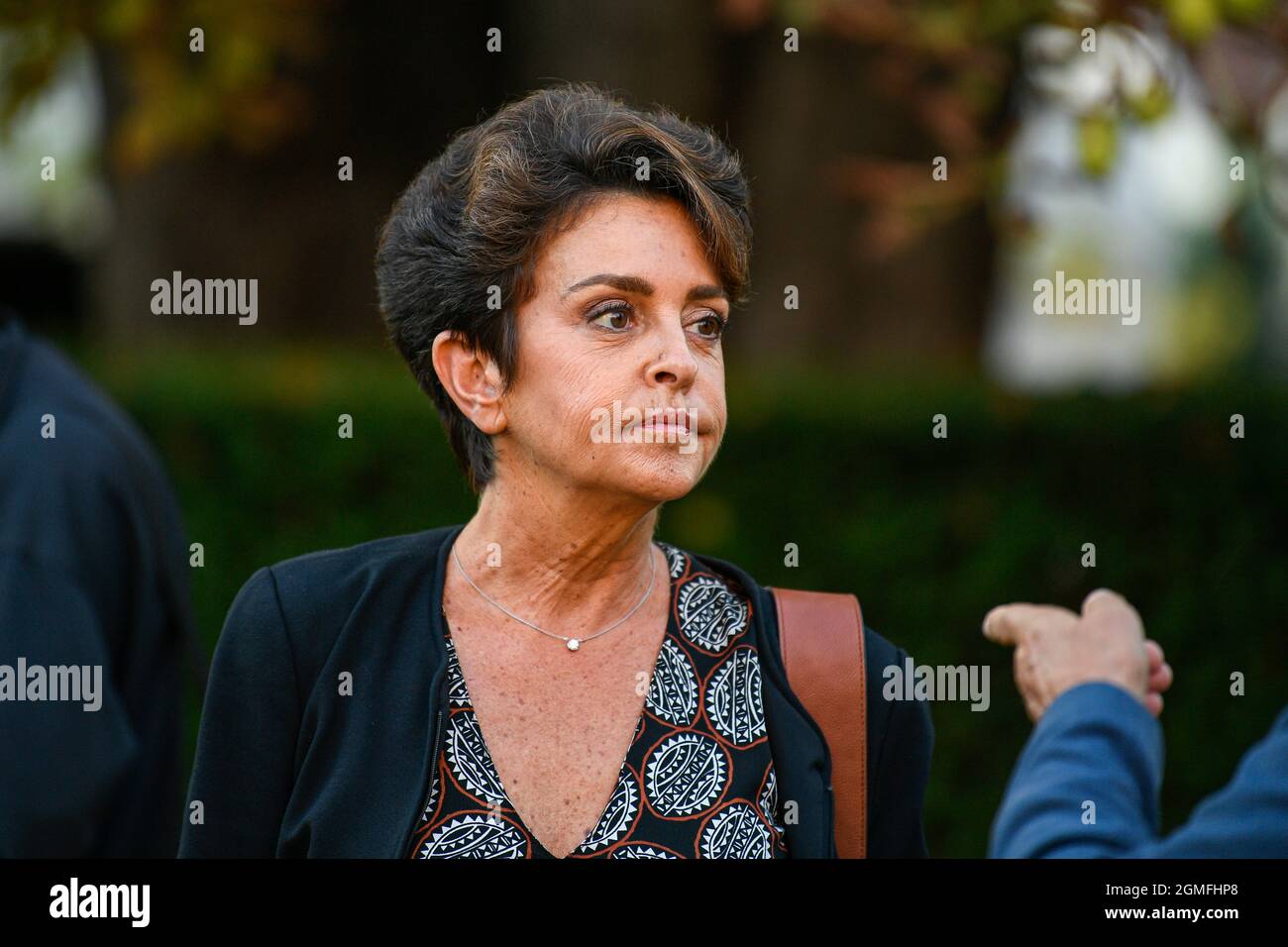 Judith Waintraub, giornalista francese per "le Figaro" durante l'inaugurazione di un nuovo teatro (o teatro) nella regione di Bry-sur-Marne, Valle della Marna, Ile-de-France, nei pressi di Parigi, Francia, Il 17 settembre 2021. Foto di Victor Joly/ABACAPRESS.COM Foto Stock