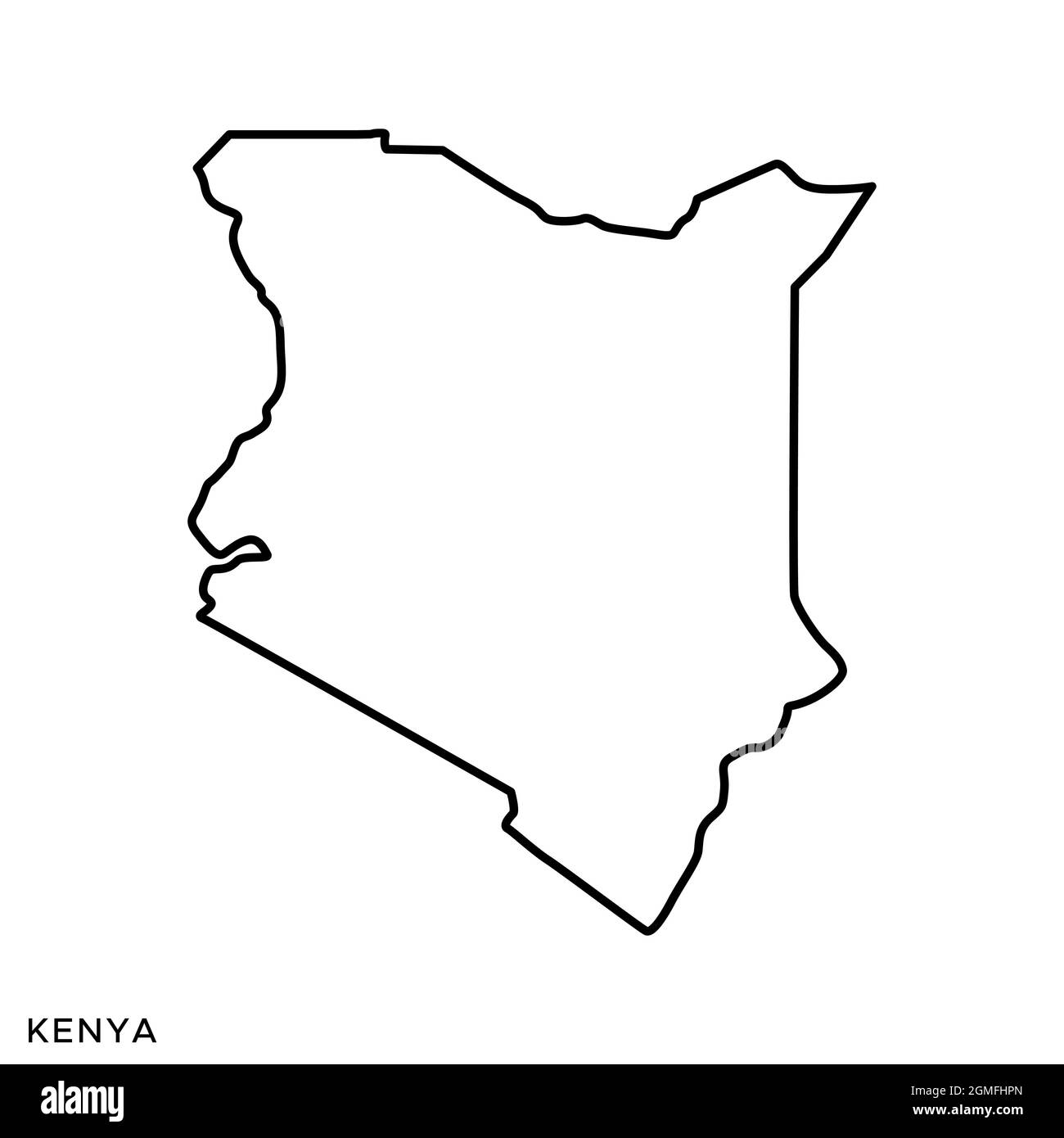 Mappa della linea del modello di disegno di illustrazione di stock vettoriale del Kenya. Tratto modificabile. Vettore eps 10. Illustrazione Vettoriale