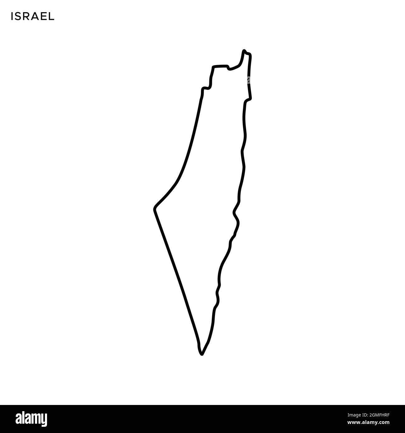 Mappa della linea del modello di disegno di illustrazione di stock vettoriale di Israele. Tratto modificabile. Vettore eps 10. Illustrazione Vettoriale