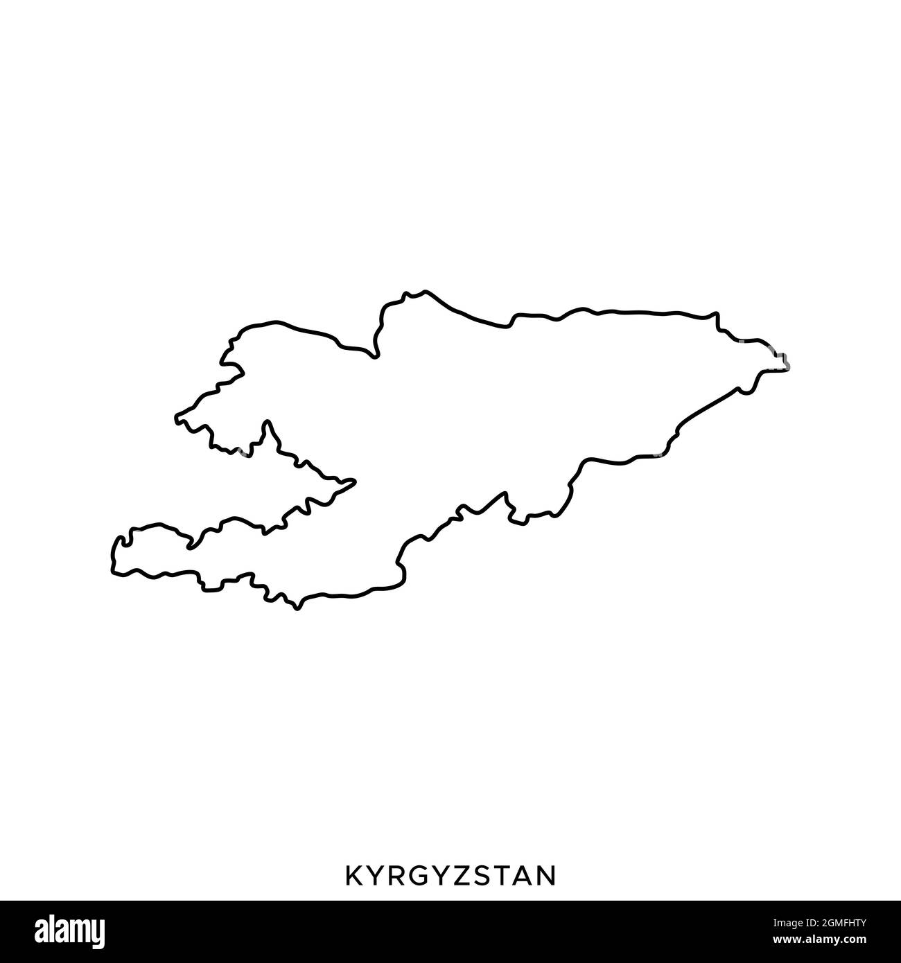 Mappa della linea del modello di disegno di disegno di disegno di stock vettoriale Kirghizistan. Tratto modificabile. Vettore eps 10. Illustrazione Vettoriale