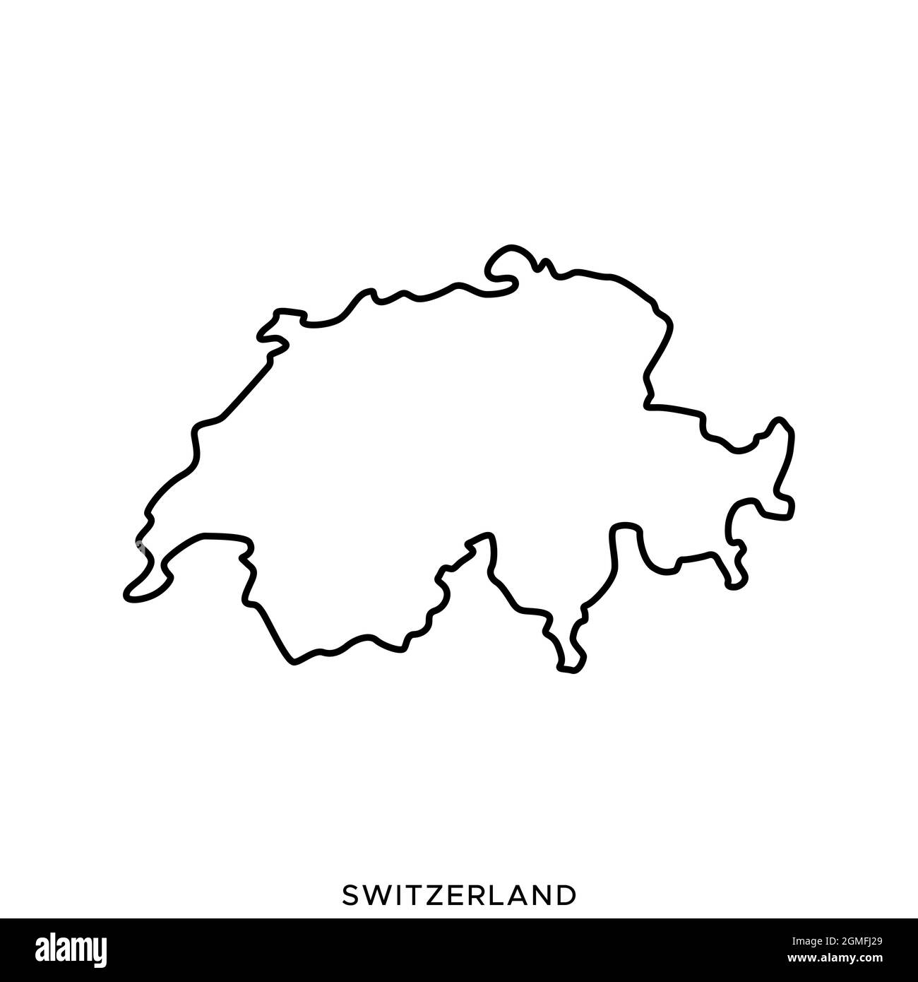 Mappa della linea del modello di disegno vettoriale per l'illustrazione dello stock in Svizzera. Tratto modificabile. Vettore eps 10. Illustrazione Vettoriale