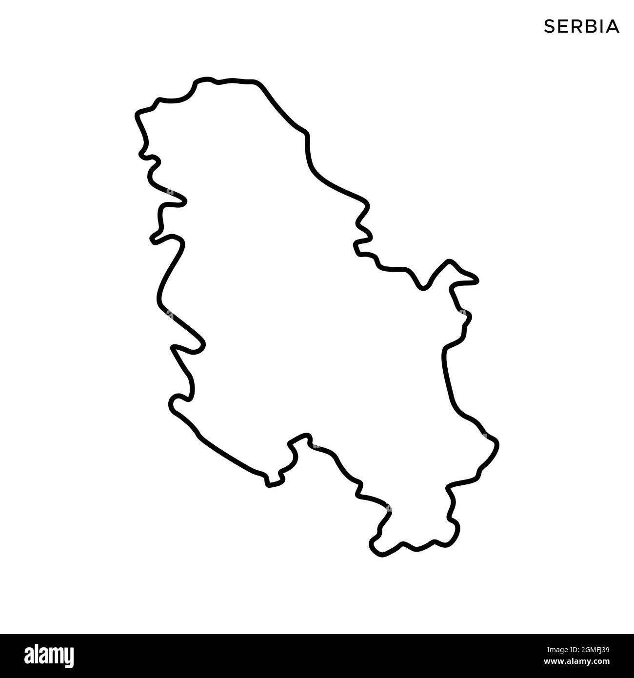 Mappa della linea del modello di disegno di illustrazione di stock vettoriale Serbia. Tratto modificabile. Vettore eps 10. Illustrazione Vettoriale