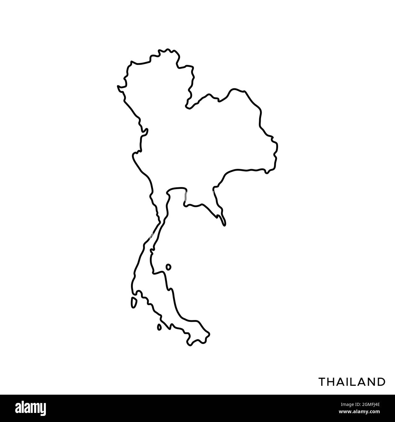 Mappa della linea del modello di disegno di disegno di disegno di stock vettoriale thailandese. Tratto modificabile. Vettore eps 10. Illustrazione Vettoriale