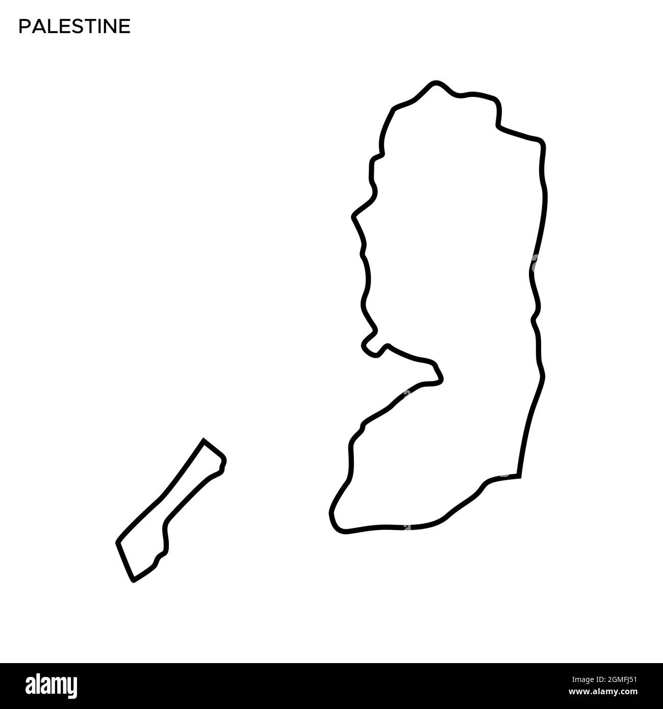 Mappa della linea del modello di disegno di illustrazione di stock vettoriale Palestine. Tratto modificabile. Vettore eps 10. Illustrazione Vettoriale