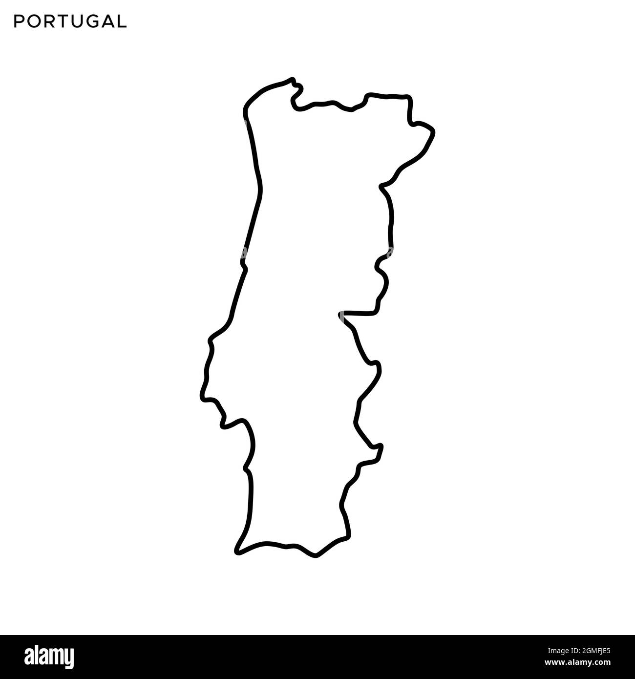 Mappa della linea del modello di disegno grafico vettoriale per il Portogallo. Tratto modificabile. Vettore eps 10. Illustrazione Vettoriale