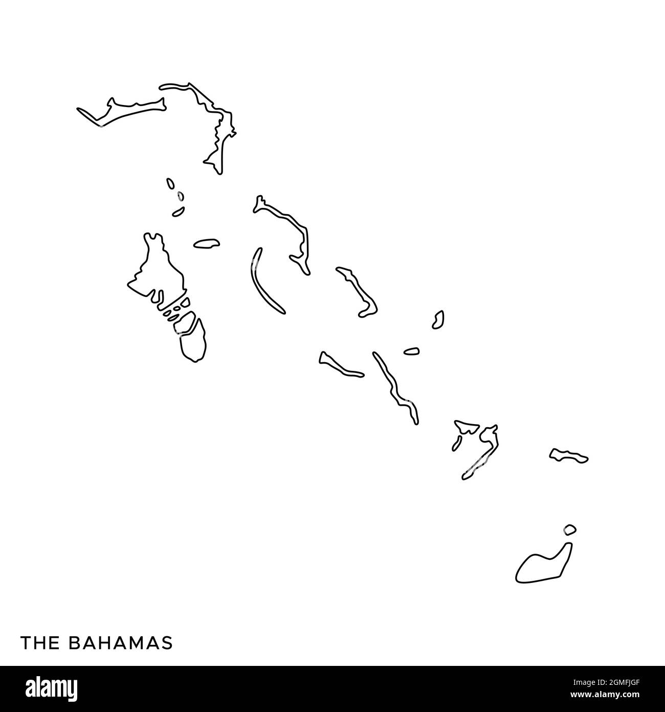 Mappa della linea del modello di disegno del vettore Bahamas. Tratto modificabile. Vettore eps 10. Illustrazione Vettoriale