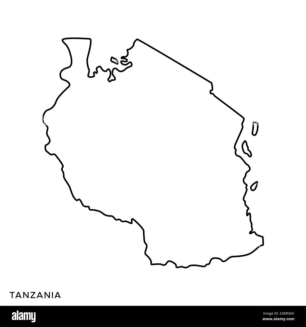 Mappa della linea del modello di disegno di illustrazione di stock vettoriale Tanzania. Tratto modificabile. Vettore eps 10. Illustrazione Vettoriale