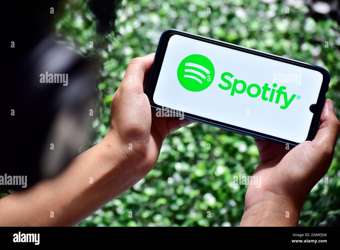 New Delhi, India - 13 Settembre, 2019: Applicazione Spotify su smartphone, applicazione Online Music Streaming Foto Stock