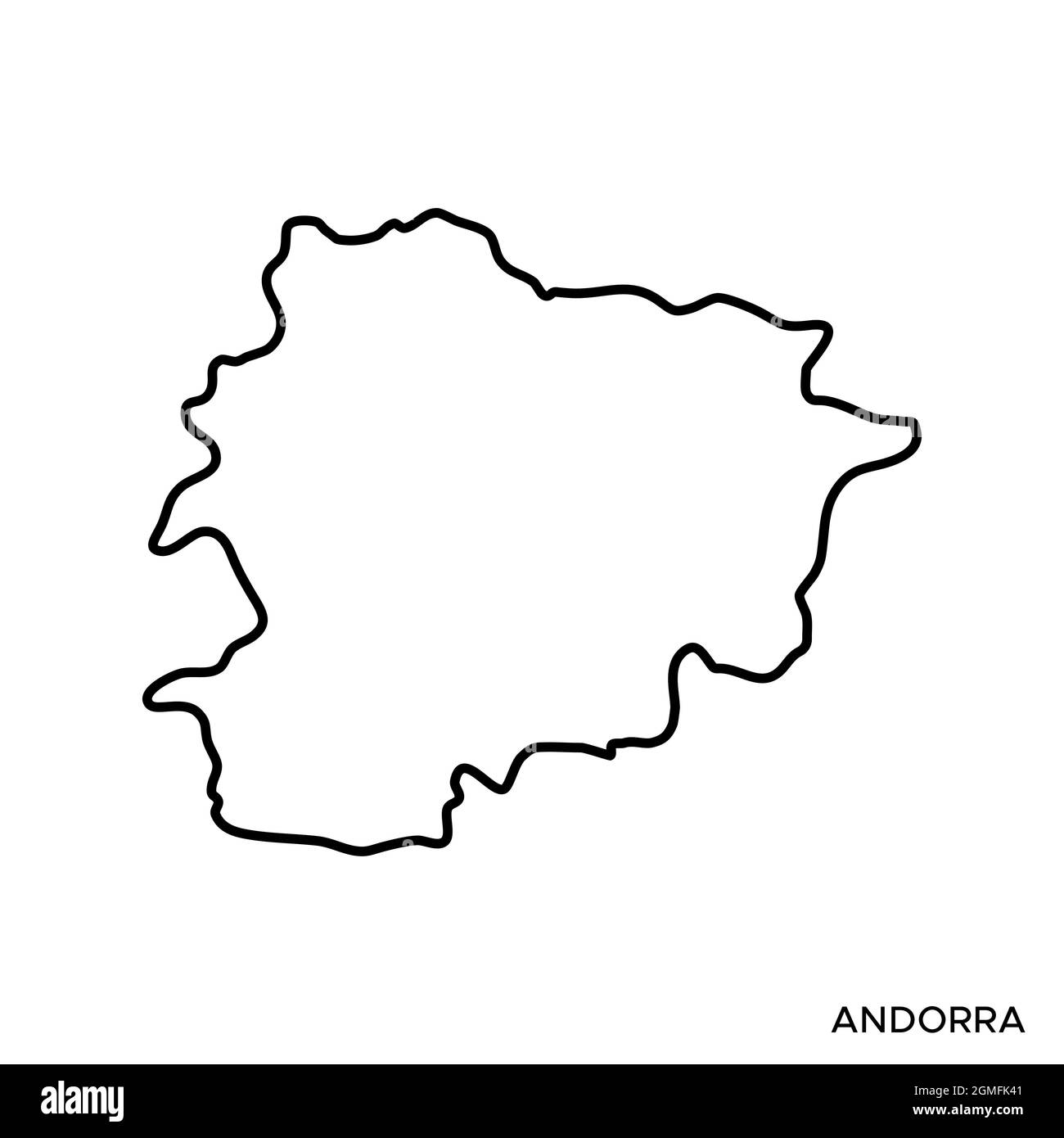 Mappa della linea del modello di disegno di illustrazione del vettore Andorra. Tratto modificabile. Vettore eps 10. Illustrazione Vettoriale