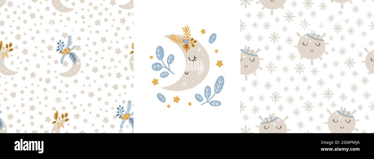 Christmas Patterns collection scandinavo stampa senza cuciture disegnata a mano. Capodanno, Natale, tessitura delle feste per stampa, carta, design, tessuto, backgrou Illustrazione Vettoriale