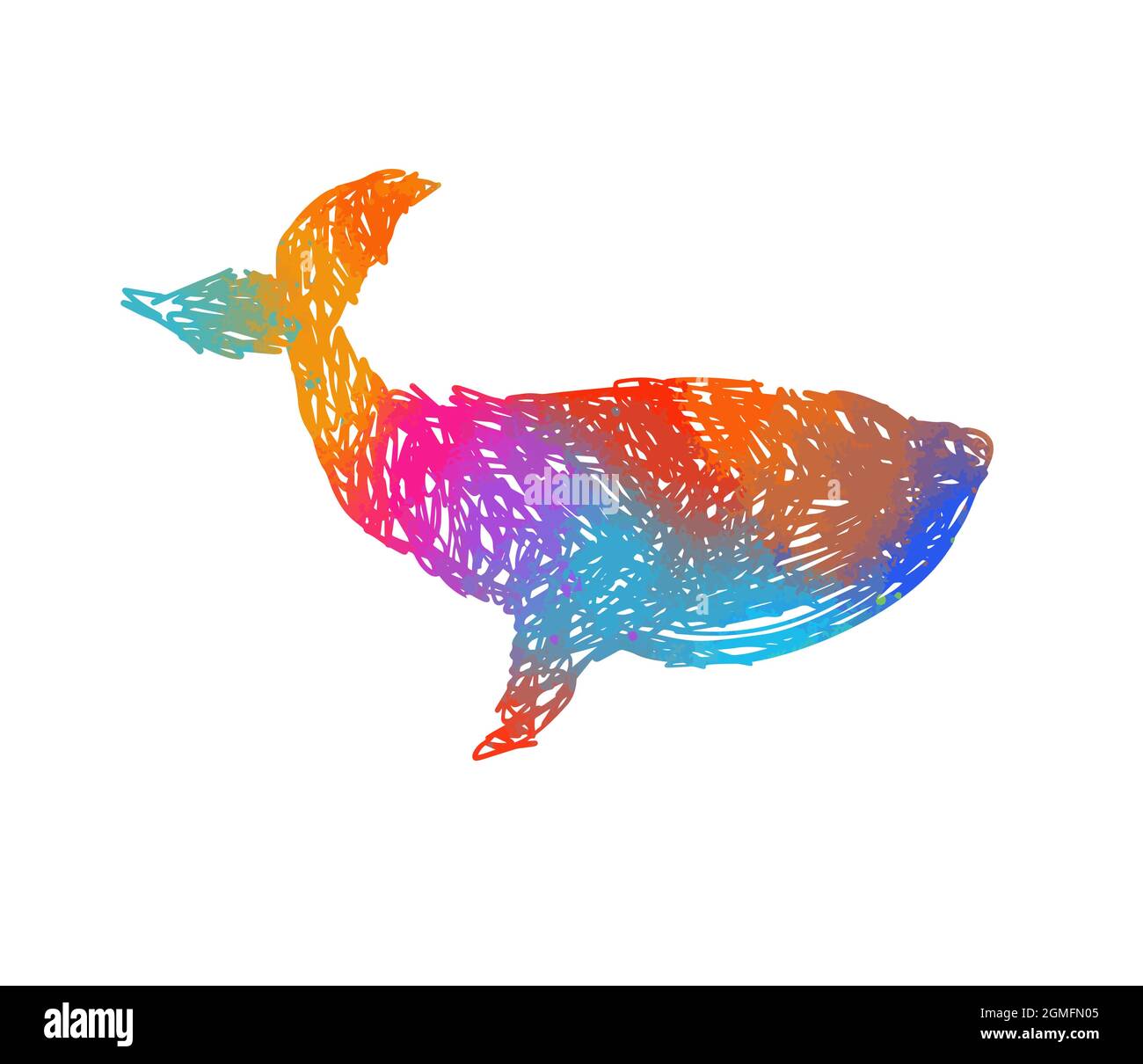 La balena è colorata. Fatto a mano. Balena astratta multicolore. Illustrazione vettoriale Illustrazione Vettoriale