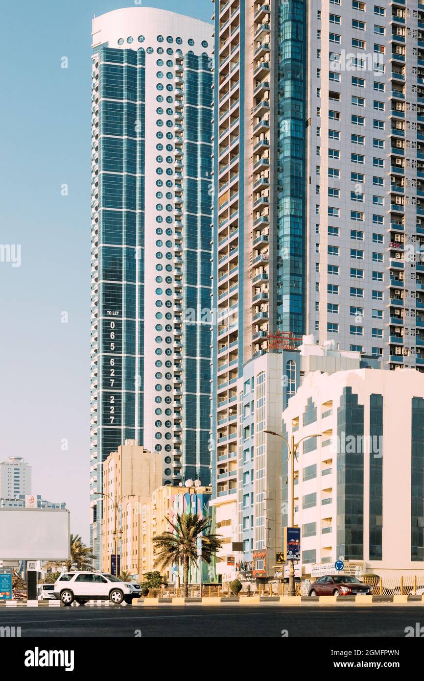 Architettura urbana di UAE Resort Città di Ajman Foto Stock