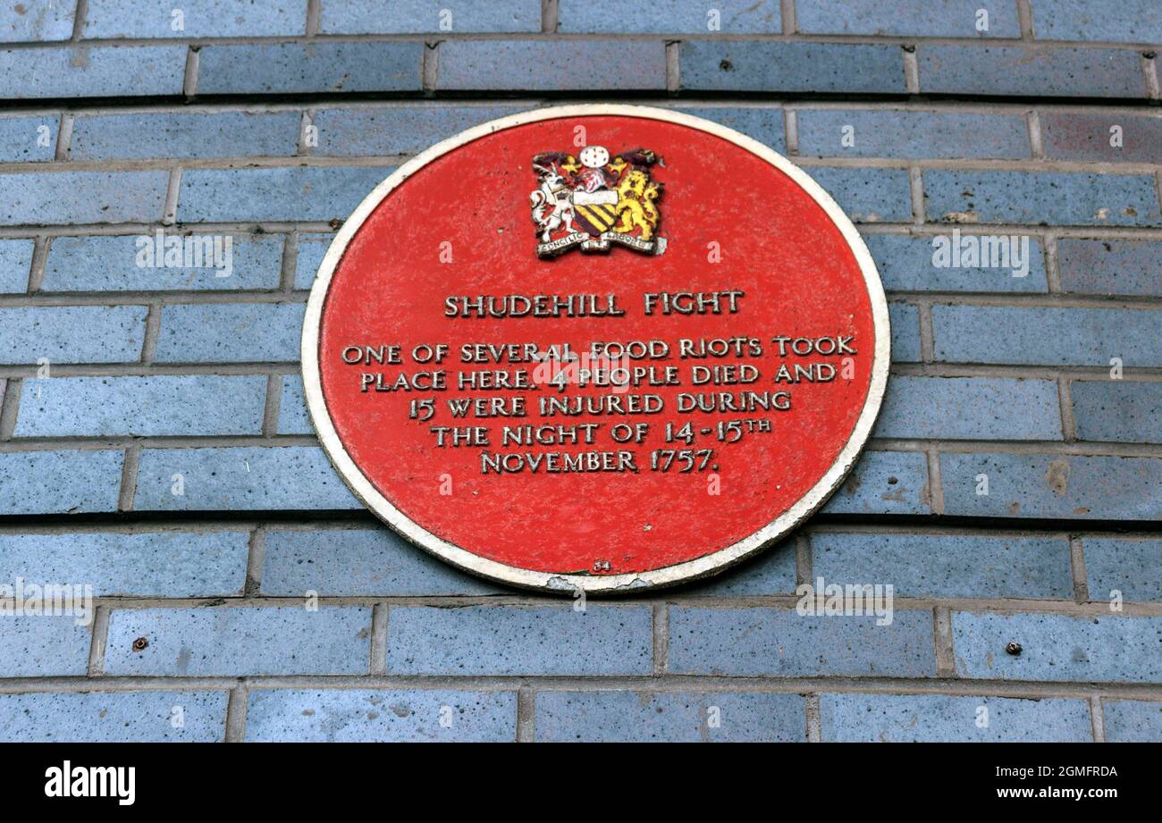 Shudehill lotta placca rossa, Manchester. Foto Stock