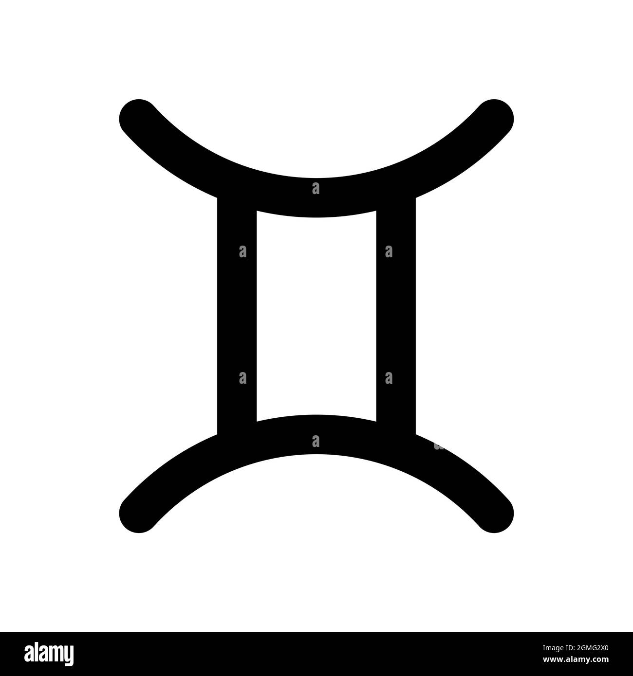 Gemini - segno astrologico. Uno dei dodici simboli zodiacali. Semplice icona vettoriale a linea continua. Illustrazione Vettoriale