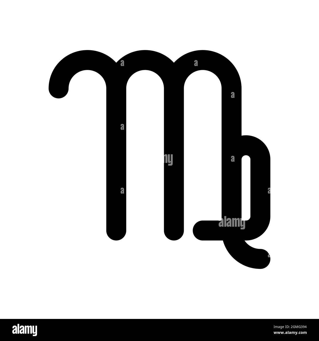 Virgo - segno astrologico. Uno dei dodici simboli zodiacali. Semplice icona vettoriale a linea continua. Illustrazione Vettoriale