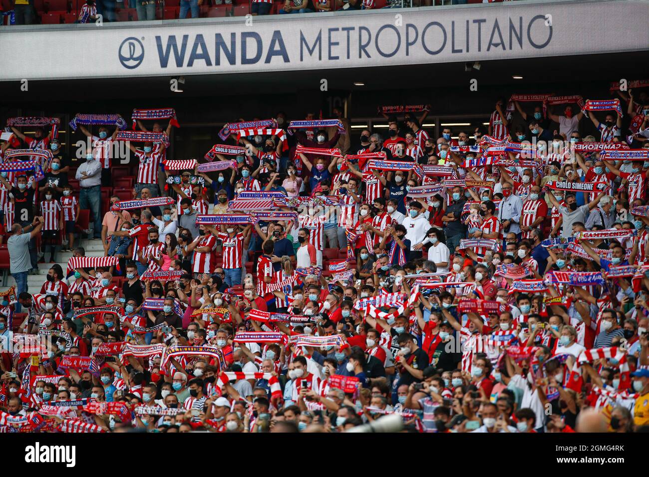 I giornalisti durante la partita la Liga tra l'Atletico de Madrid e l'Athletic Club Bilbao allo stadio Wanda Metropolitano di Madrid, Spagna. Foto Stock