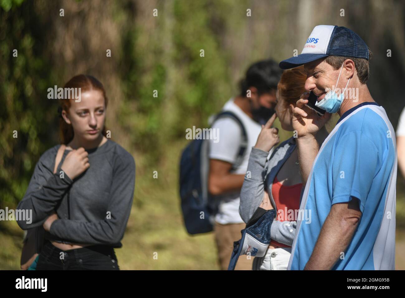 Appassionati di tennis argentini che partecipano ad una partita della Coppa Davis a Buenos Aires Foto Stock