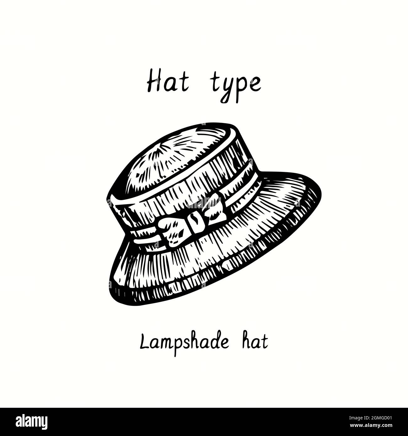 Tipo di cappello, paralume. Immagine del disegno in bianco e nero con  inchiostro Foto stock - Alamy