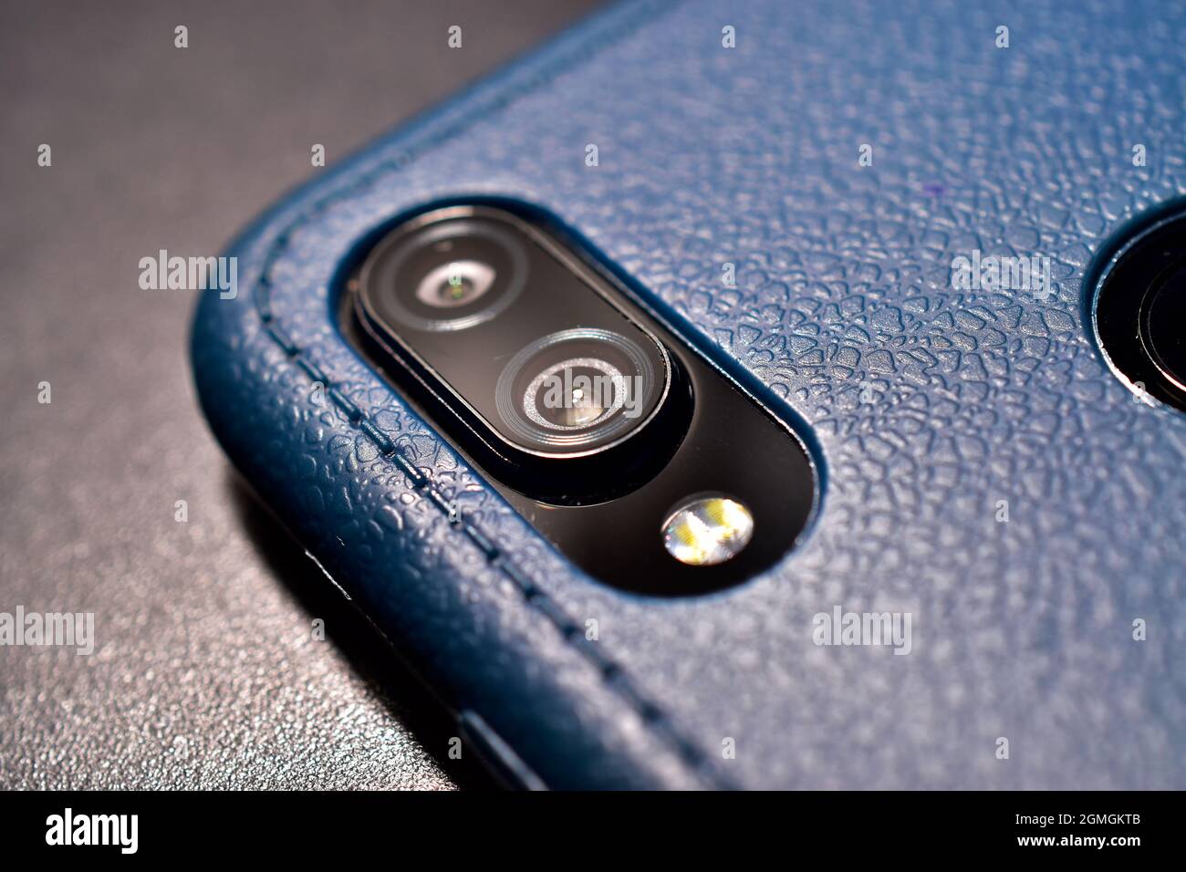 Primo piano della fotocamera dello smartphone Foto Stock