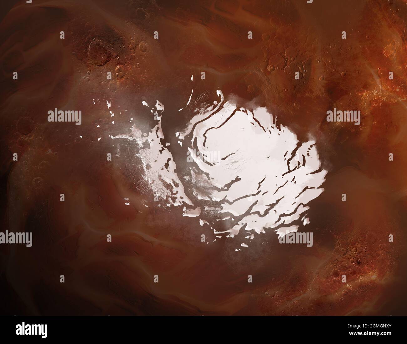 Testa polare sud su Marte, ghiaccio su Marte, Planum Australe Foto Stock