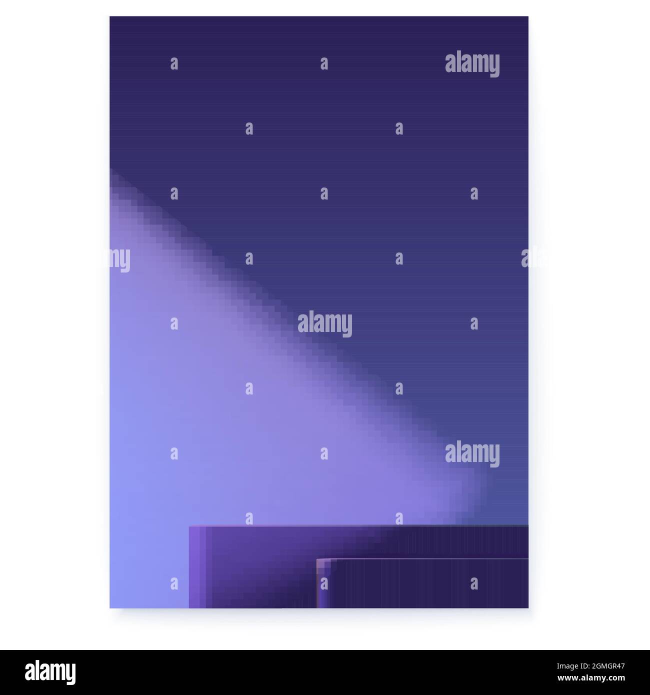 Podi in camera oscura. Luce di faretto a parete. Copertina geometrica minimalista. Scena per la visualizzazione del prodotto. Poster vettoriale. Illustrazione Vettoriale
