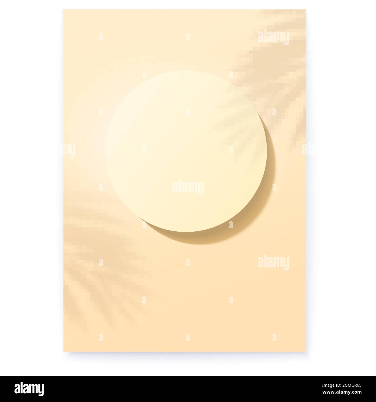 Ombra di foglie di palma sul podio rotondo. Scena per la visualizzazione del prodotto. Poster vettoriale. Illustrazione Vettoriale
