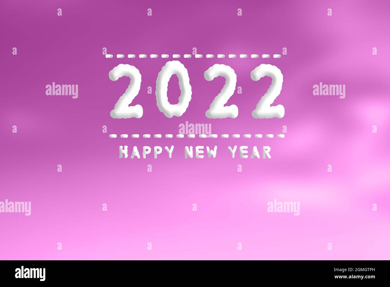 2022 Happy New Year Drawing with Cloud Smoke on Pink Sky. Twenty Two Celebration Concept Foto Stock