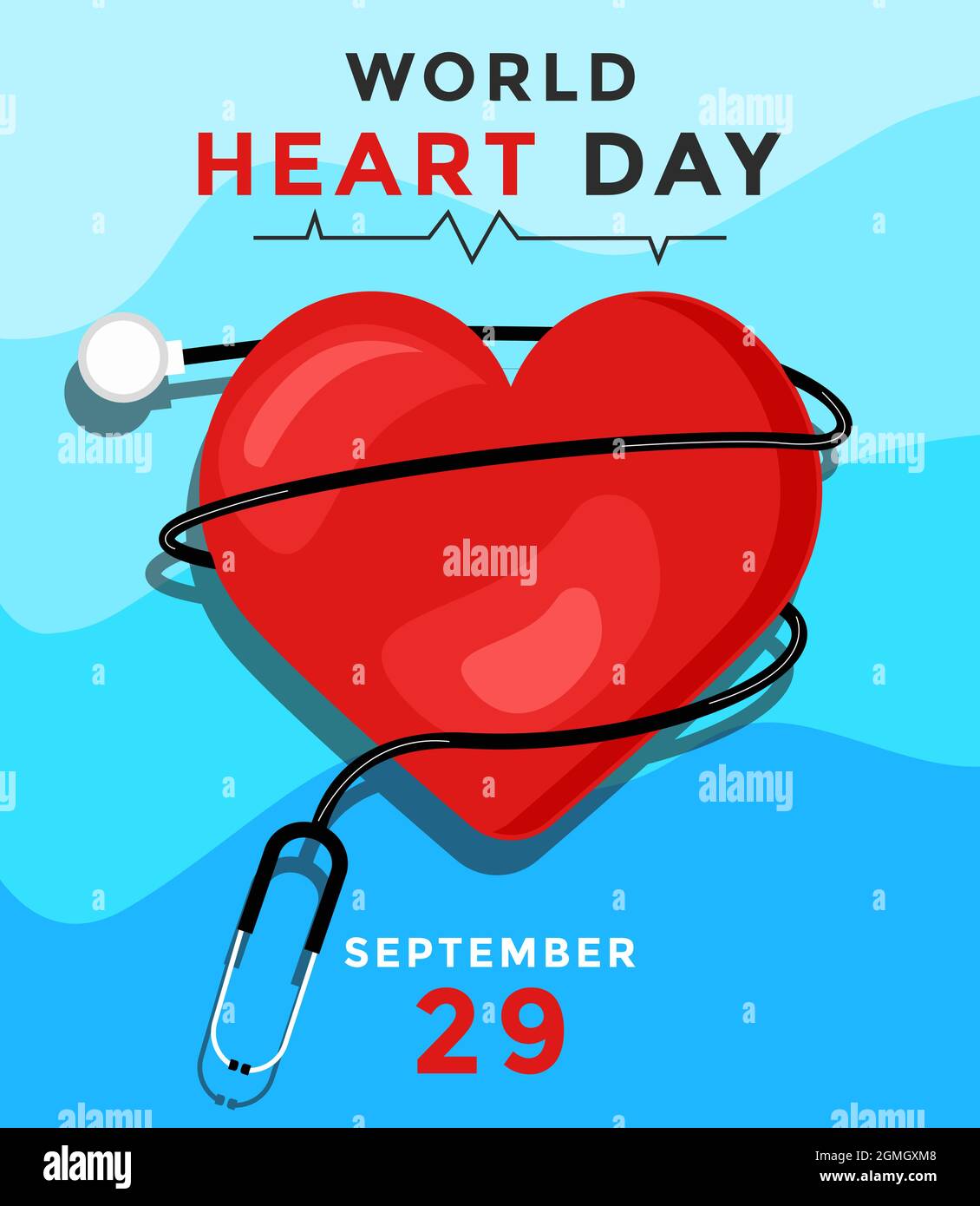 flat design world heart day concept vettoriale Illustrazione Vettoriale