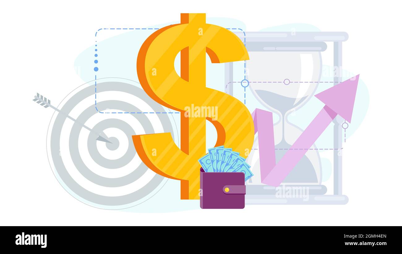 Concetto di business per la crescita finanziaria. Metafora aziendale per la ricchezza Illustrazione Vettoriale