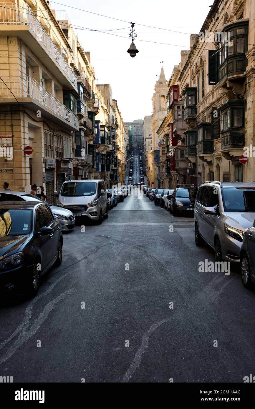 Street Scene Città Vecchia Valletta Malta Foto Stock