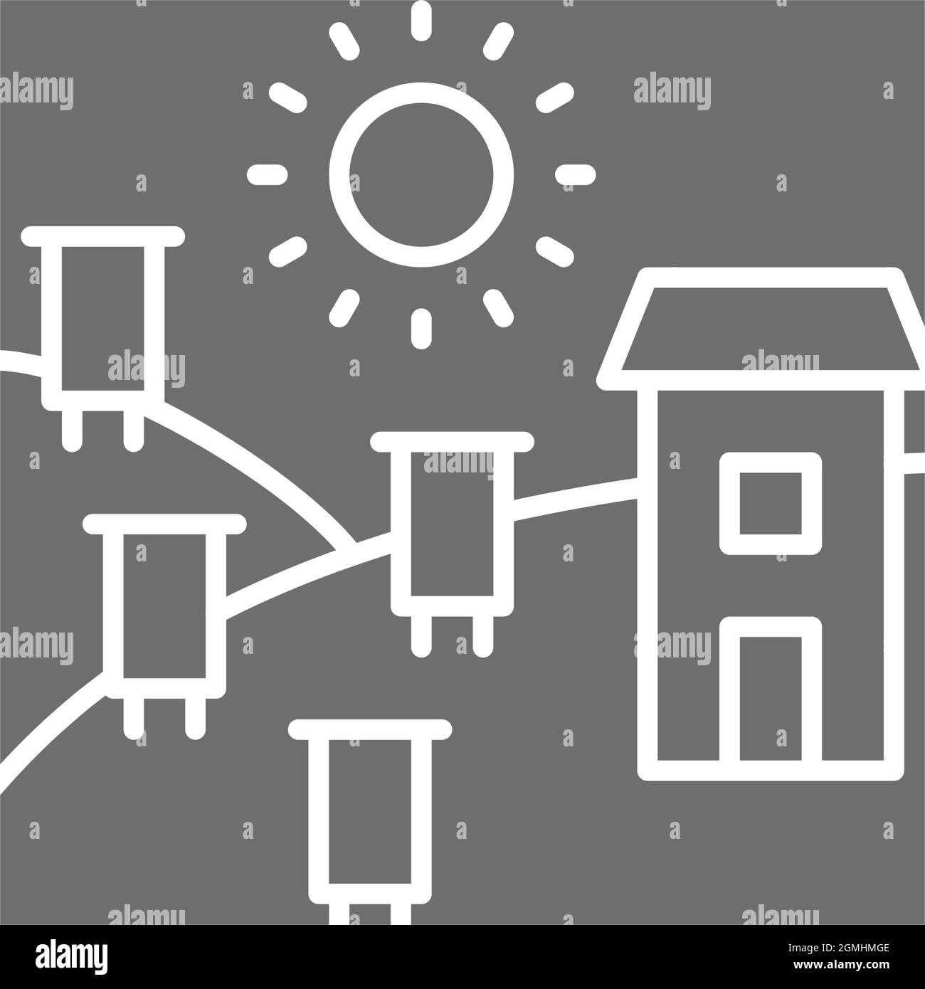Apiario, alveari su campo grigio icona. Isolato su sfondo bianco Illustrazione Vettoriale