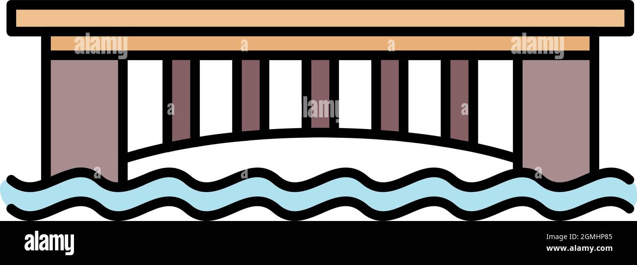 Icona del ponte urbano. Contorno urbano ponte vettore icona colore piatto isolato Illustrazione Vettoriale