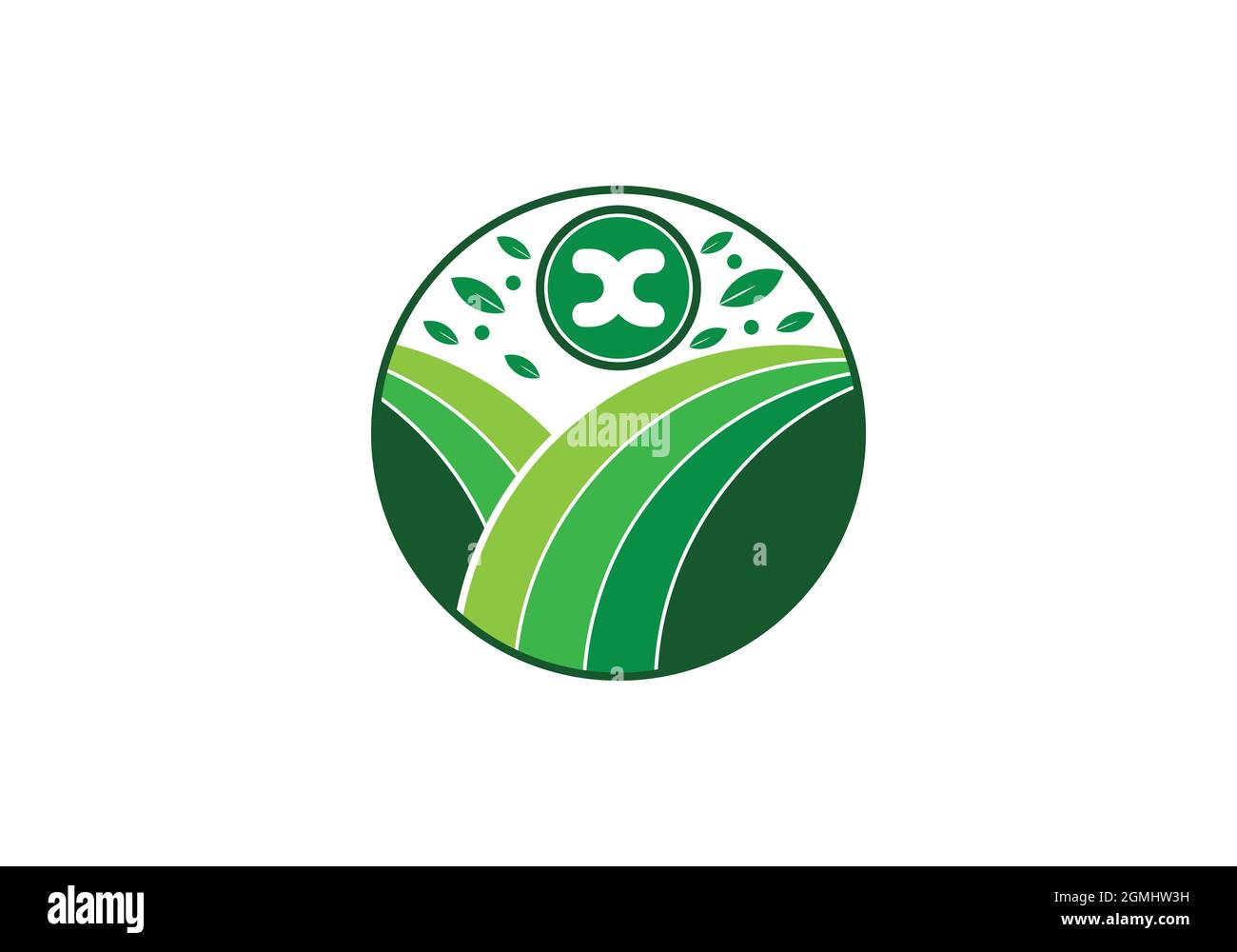 Eco-friendly naturale iniziale 'x' lettera logo design Vector Templet Illustrazione Vettoriale
