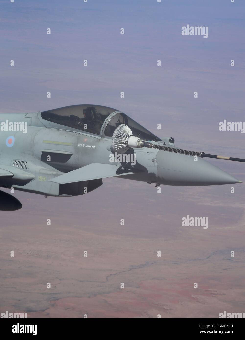 Royal Air Force Eurofigther Typhoons di 41 Squadron sulla strada di casa dai test negli Stati Uniti Foto Stock